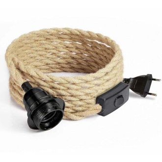 OEM Cavo Elettrico In Lino A 2 Conduttori Da 4,5 M Con Portalampada E27 E Interruttore, Per Lampade Fai Da Te (lampadina Non Inclusa)