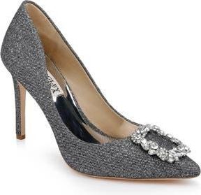 Badgley Mischka Collection Cher Crystal Embellished Pump in Pewter Glt at Nordstrom Rack, Size 9.5