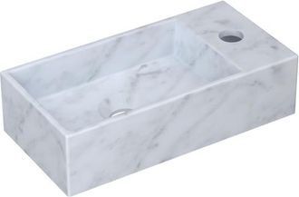 Bernacchini Versus Fontein - 36x18x9cm - wasbak links - 1 kraangat - marmer mat wit