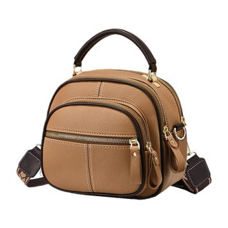 Generic Leather Shoulder Bag - Brown Multifunctional Shoulder Bag, Large Travel Bag, Fashionable Handbag, Soft Leather with Multiple Compartments, Daily Tote 