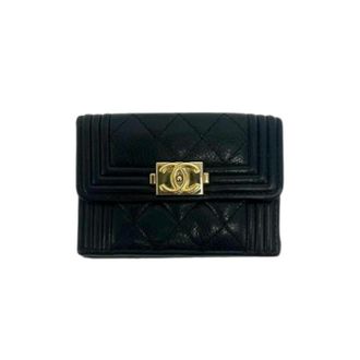 Chanel Pre-owned Wallets, female, Black, Size: ONE SIZE Pre-owned Boy Chanel Leather Wallet