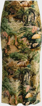 Alice & Olivia Maeve Tapestry Slip Skirt