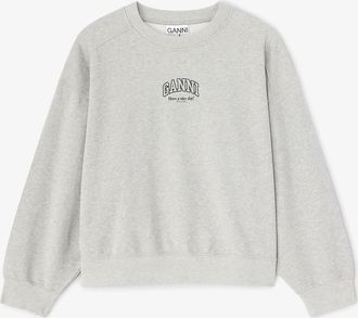 Ganni Grey Essential Crewneck - Size XXS Organic Cotton