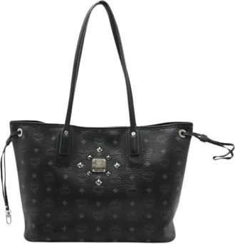 MCM Pre-owned Visetos PVC Leren Tote Bag - Dames - Vintage Shopper - Zwart - ONE Size - Leer - Vintage