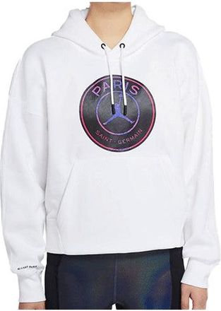 Nike Jordan (WMNS) Air Jordan Paris Saint-Germain Casual Sports Fleece Lined hooded Pullover Long Sleeves Hoodie White CZ7496-100