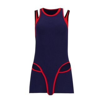 Marine Serre T-Shirt Catsuit a strati - - Dresses - Donna - Blu - L
