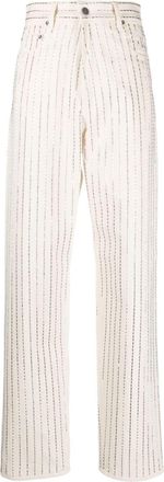 Golden Goose high-waist embellished trousers - women - Cotton/Cotton/Polyester - 26 - White