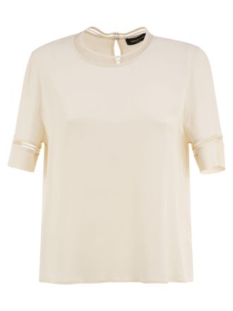 Fabiana Filippi Blusa De Crep&eacute; De Seda Y Acetato Con Ribetes Bordados