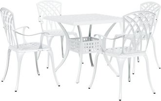 vidaXL 5 Piece Garden Dining Set White Cast Aluminium vidaXL