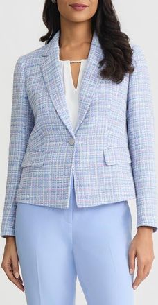 Kasper One-Button Tweed Jacket in Paris Bleu Multi at Nordstrom, Size 16P