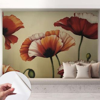 Tulup Fotomurale adesivo stickers - per camera da letto - per corridoio - decorazione casa moderna Papaveri gioiosi 208x146 cm