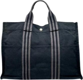 Herm&egrave;s Pre-owned Canvas Tote Bag - Dames - Vintage Shopper - Zwart - ONE Size - Vintage
