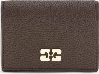 Ganni Flap Card Holder in grained leather Female UNI