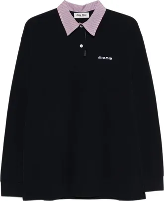 Miu Miu Striped-collar Polo Top