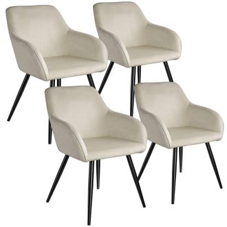 TecTake Dining Chair Marilyn Set Of 4 - Cream/Black in Cream | Size: 4 Pack