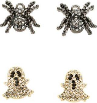 Panacea 2-Pack Crystal Spider & Ghost Stud Earrings in Black at Nordstrom Rack