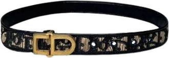 Dior Pre-owned Oblique Monogram Canvas Riem - Dames - Vintage Accessoires - Zwart - ONE Size - Vintage