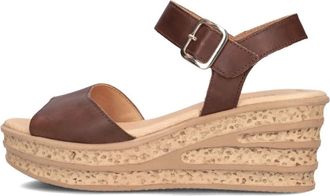 Gabor Schoenen, Dames, Bruin, 43 EU, Linnen, Elegante Cognac Sandalen met Sleehak