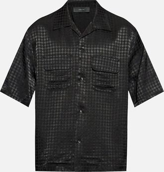 Amiri Mens MA QUAD JACQUARD CAMP SHIRT - Black - Size: 38/Regular