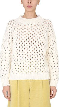Alysi Cross-Neck Knit Sweater With Ribbed Details