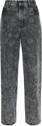 Golden Goose Rechte jeans met een bloemenmotief - Dames - Regular Fit Jeans - Grijs - W28 - Katoen - Jeans