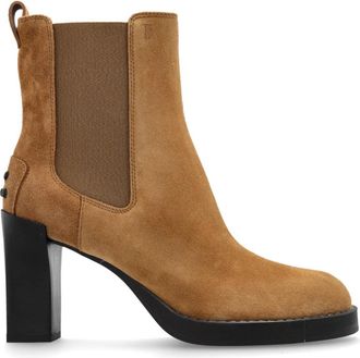 Tod's Enkellaarzen met hak - Dames - Laarzen met Hak - Bruin - 38 EU - Leer - Schoenen