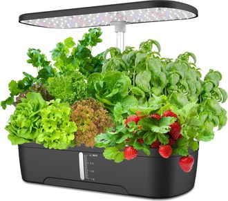 No Brand L&aacute;mpara De Cultivo Para Plantas, Sistema Hidrop&oacute;nico De 12 Orificios, Cultivo Sin Sustrato, 20 W, Color Negro