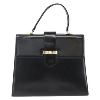 Valentino Garavani Vintage Leather Black Leather Handbag (Pre-Owned)