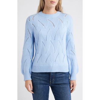 Caslon Lofty Pointelle Stitch Crewneck Sweater in Blue Windsurfer at Nordstrom Rack, Size Xx-Small