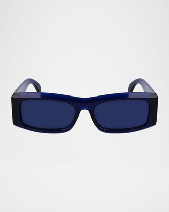 Ferragamo Men & apos;s Classic Logo Acetate Rectangle Sunglasses, 57mm