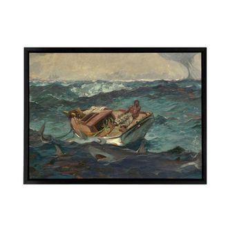 Artery8 Homer The Gulf Stream Painting Wall Framed Canvas Wall Art Print in Blue | Size: W24 x H32