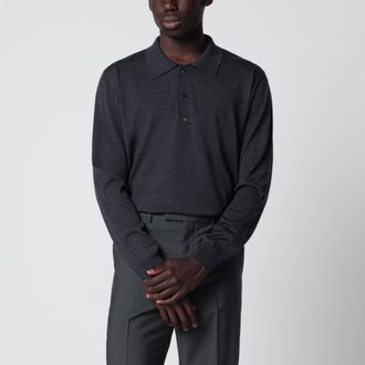 Valentino Polo in lana con ricamo VLogo grigia antracite