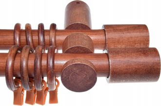 OEM Barra Doble De Cortina De Madera, Moderna, De Aliso, 120 Cm, Cil&iacute;ndrica