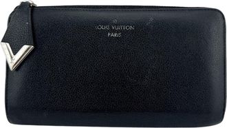Louis Vuitton Black Leather Long Wallet (Bi-Fold) (Pre-Owned)