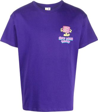 Sky High Farm chest logo-print detail T-shirt - unisex - Organic Cotton - M - Purple