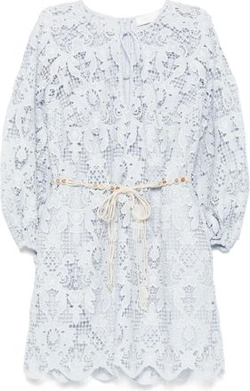 Zimmermann Abito corto con dettagli in pizzo - Blu