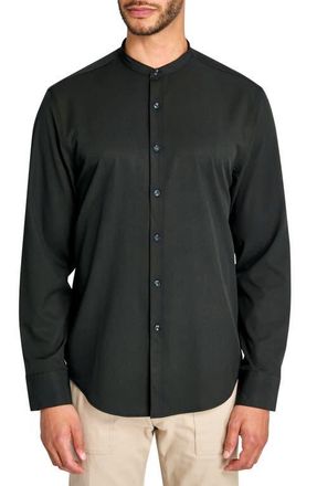 Brooklyn Brigade Solid Recycled 4-Way Stretch Performance Stand Collar Shirt in Black at Nordstrom, Size Medium