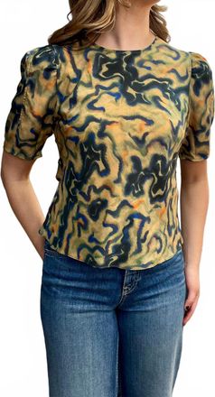 Ulla Johnson Corine Short Sleeve Silk Top In Geode