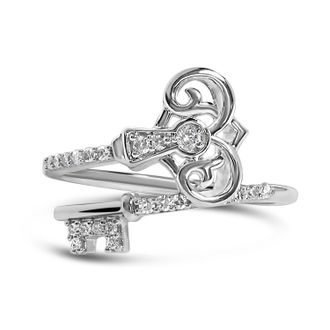 House of Brilliance Sterling Silver 1/6 Cttw Key and Keyhole Diamond Ring
