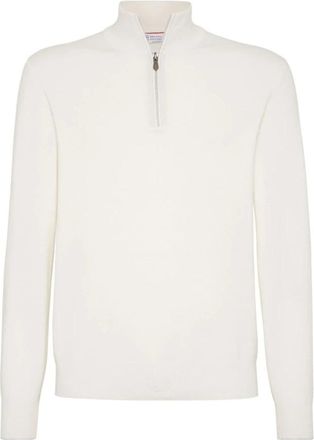 Brunello Cucinelli Turtleneck Trui - Heren - Coltruien - Wit - 3XL - Truien & Vesten