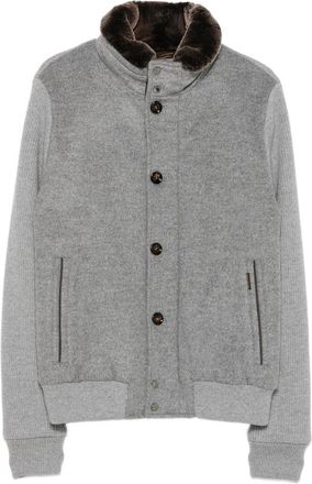 Moorer Faux-fur Collar Panelled Bomber Jacket
