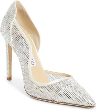 Jimmy Choo London Brigitte Crystal Embellished Half dOrsay Pump in Ivory/crystal at Nordstrom, Size 37.5