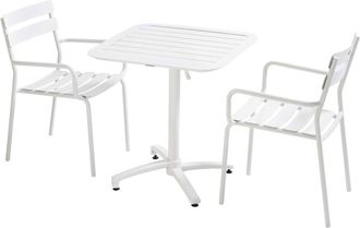 Oviala Mesa reclinable 70 x 70 cm y 2 sillas blancas