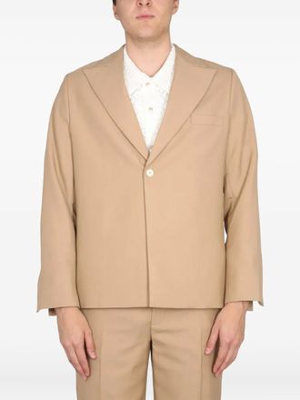 Séfr single-breasted jacket - men - Polyester/Wool - L - Neutrals
