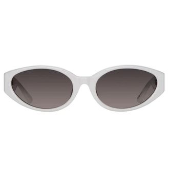 Linda Farrow Sunglasses, female, White, ONE SIZE, Chic Oval Sunglasses White/Yellow Gold