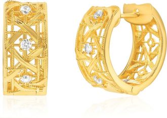 Suzy Levian Golden Helix Cutout Huggie Hoops in Yellow at Nordstrom Rack