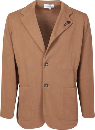 Lardini Jassen, Heren, Beige, M, Katoen, Cardigan Jas met Knopen