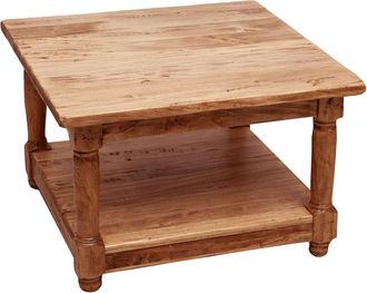 Biscottini International Biscottini - Mesita Cenicero De Estilo Country De Madera Maciza De Tilo Armaz&oacute;n Blanco Envejecido Plan Acabado Con Efecto Natural 70x70x45 C
