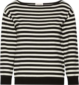 Max Mara Gestreepte trui met boothals - Dames - Ronde hals truien - Veelkleurig - M - Truien & Vesten