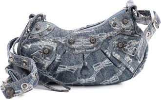 Balenciaga Le Cagole Giant Studs Shoulder Bag BB Denim XS hobo bag - Blauw